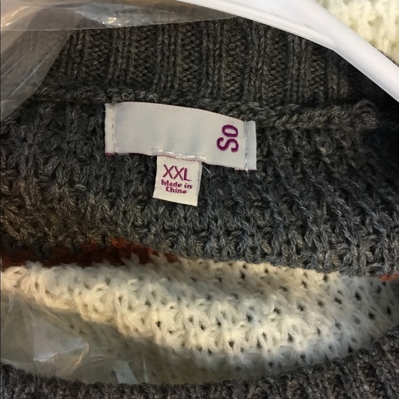 SO XXL cream brown gray pullover sweater with rounded hem - Picture 14 of 14